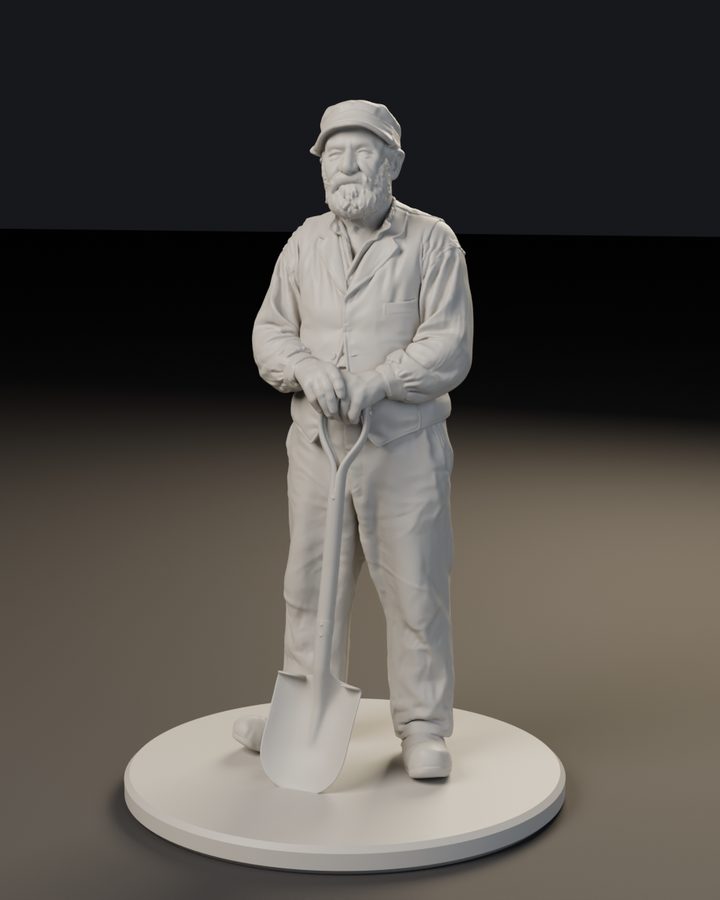 Le Mineur à la pelle, figurine en résine