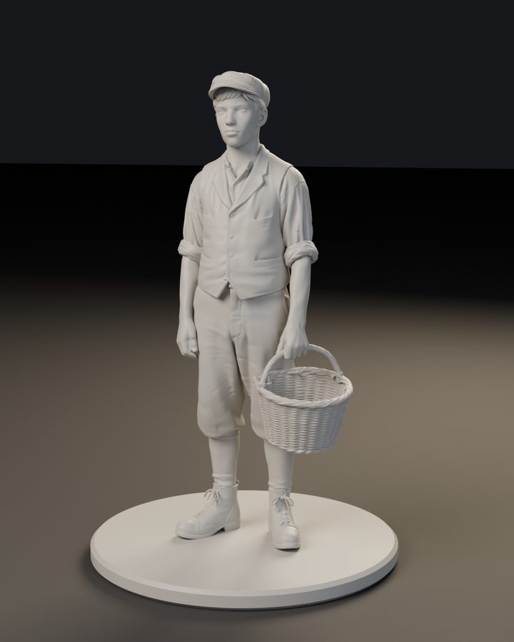 Le Galibot au panier, figurine en résine